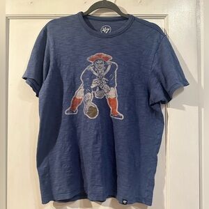 Retro Logo '47 Brand NFL New England Patriots Blue T-Shirt Men’s Size Small
